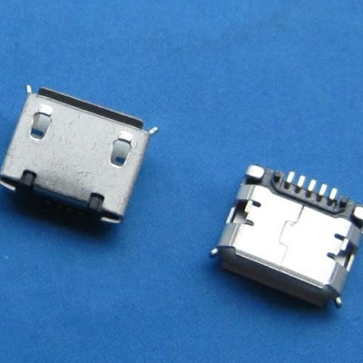 microUSB B type 5pin (焊腳:SMT, 外殼:前貼后插) 有翻邊有柱6.40mm