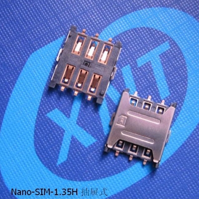 常熟SIM card holder NanoSim push-pull 6pin (1.35H)