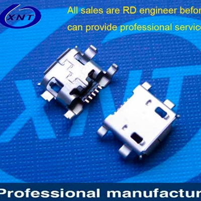 常熟microUSB B type 5pin sink board 0.93mm (solder leg: SMT, housing: DIP) with crimping